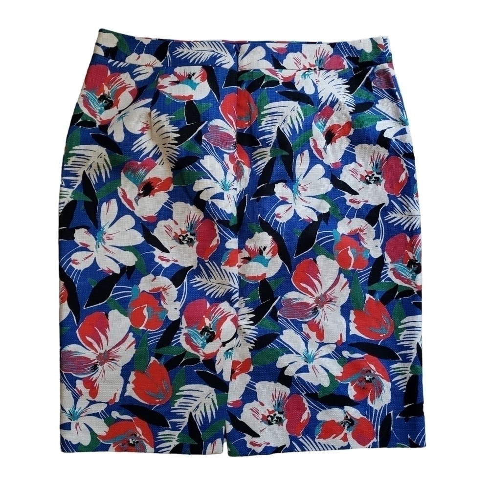 🌻J. Crew Basket Weave Floral Pencil Skirt B8203, Size 6 - Picture 3 of 5